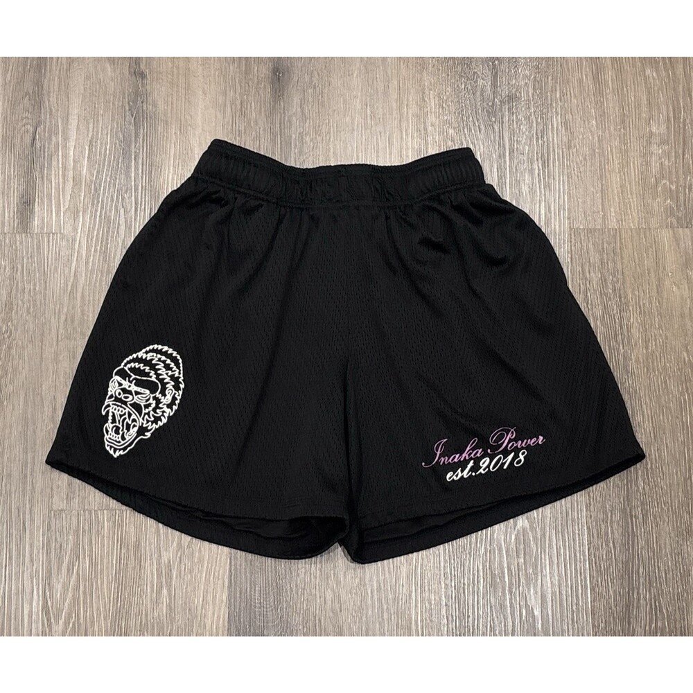Inaka Power Shorts Mens Small Black Mesh Gorilla Athletic Training Logo Gym